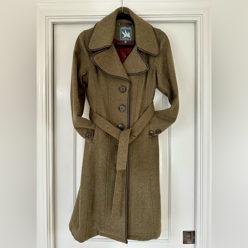 Olive Green Wool Trench Coat